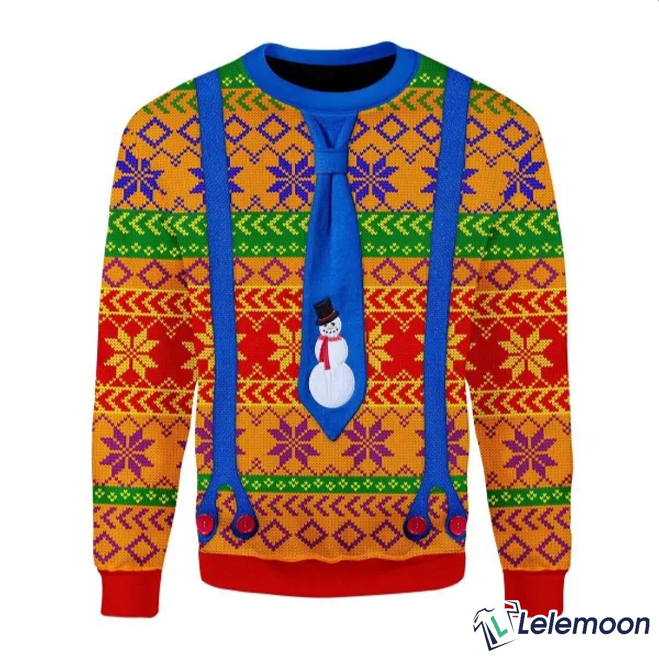Lgbtq With Tie And Suspenders For Unisex Ugly Christmas Sweater Lelemoon