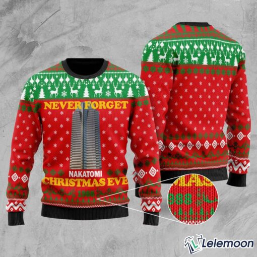 Never Forget Nakatomi Plaza Christmas Eve Ugly Sweater $41.95