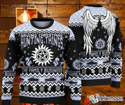 Saving Christmas Hunting Things Ugly Christmas Sweater $41.95