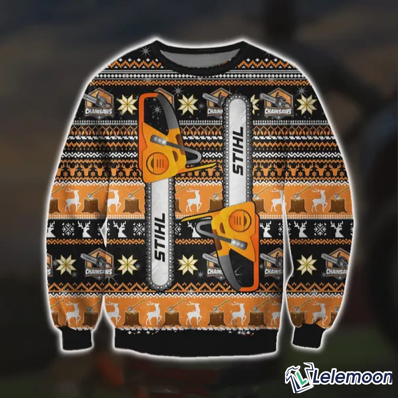 Stihl Chainsaws All Over Print Ugly Christmas Sweater Lelemoon