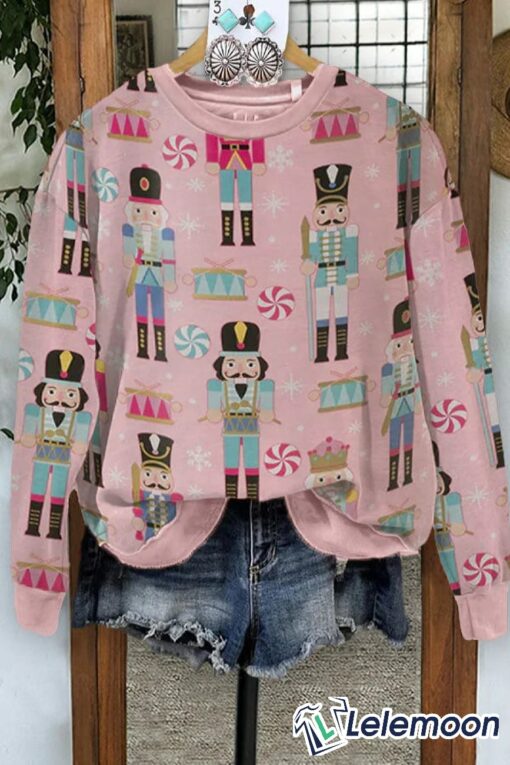 Vintage Nutcracker Christmas Print Casual Sweatshirt $41.95