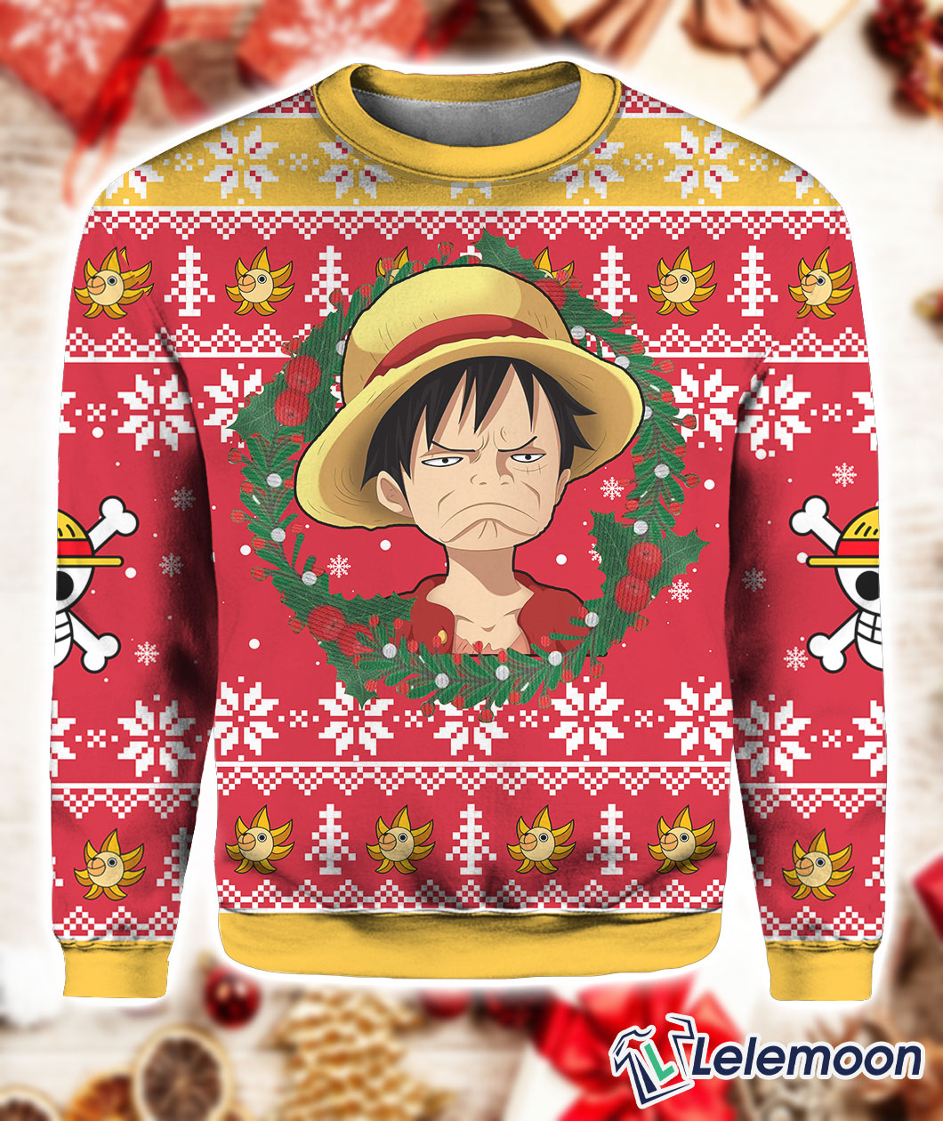 Luffy One Piece Anime Ugly Christmas Sweater Lelemoon