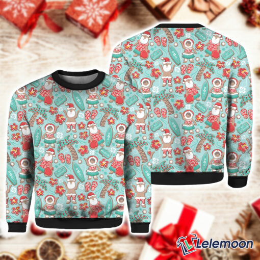 Santa Claus Hawaiian Ugly Christmas Sweater Lelemoon