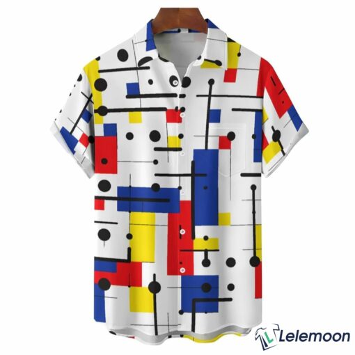 Geometric Color Block Short Hawaiian shirt $36.95