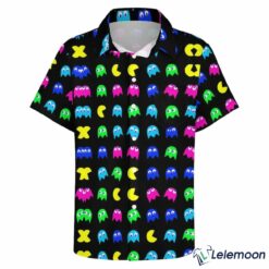 Pac Man Bow Tie Monster Print Casual Short Sleeve Shirt $36.95