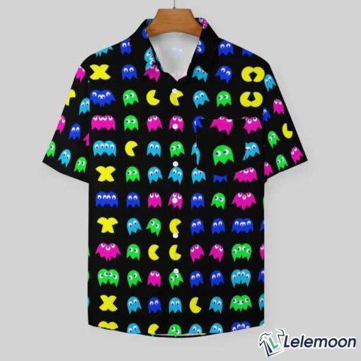 Pac Man Bow Tie Monster Print Casual Short Sleeve Shirt $36.95