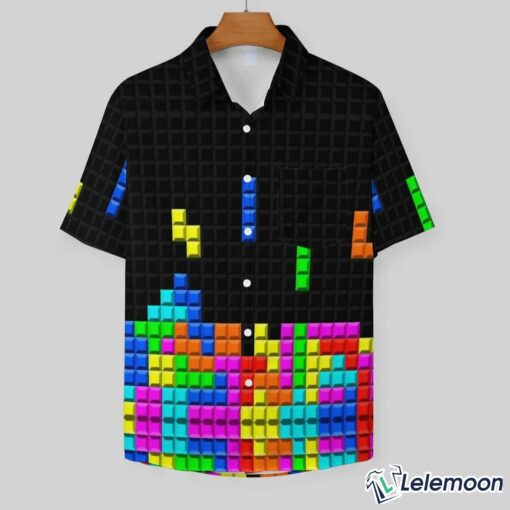 Tetris Game Rainbow Hawaiian Short Sleeve Aloha Shirt $36.95