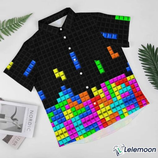 Tetris Game Rainbow Hawaiian Short Sleeve Aloha Shirt $36.95