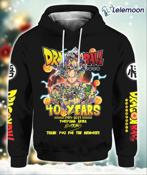 Dragon Ball 40 Years Of 1984-2024 Toriyama Akira Thank You For The Memories Black Hoodie $45.95
