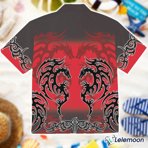 Red Tribal Dragon Hawaiian Shirt, Dragon For Men Shirt $36.95