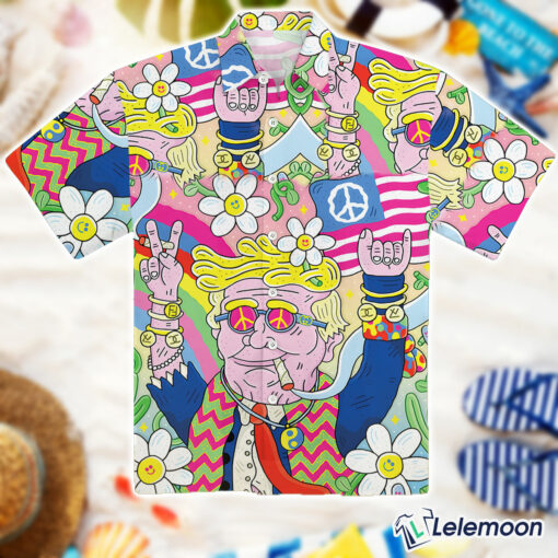Funny Hippie Tr*mp Meme Hawaiian Shirt $36.95