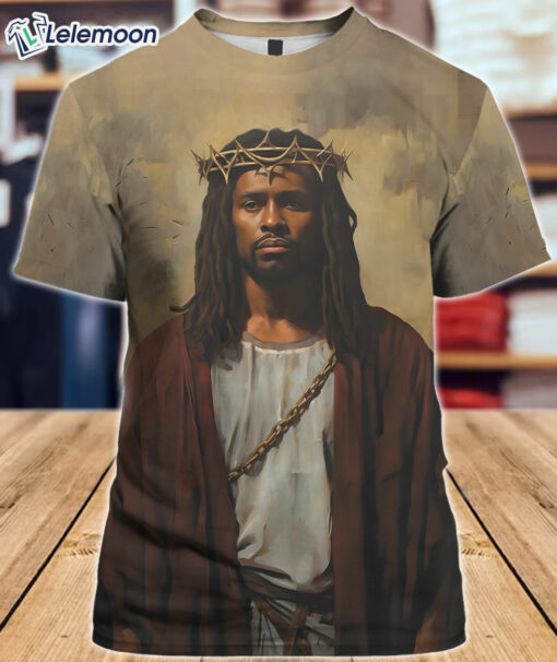 Men's Retro Black People Jesus Oil Painting Art Print Casual T-Shirt $30.95
