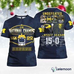 Michigan National Champs Go Blue Undefeated 2023 Perfect Season 3D Shirt $30.95