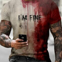 Men's Bloody I'm Fine Halloween Print T-Shirt