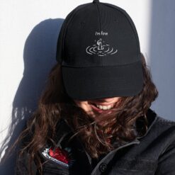 Unisex Distressed Washed Cotton I'm Fine Print Hat