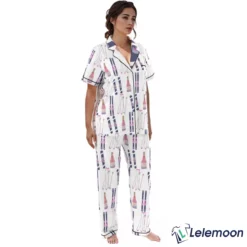 Apres Ski Champagne Print Satin Pajama Set