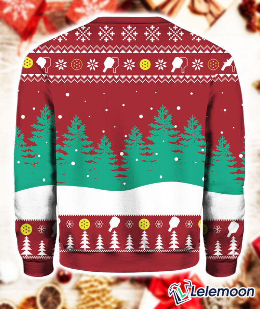 Deck The Hall Pickleball Santa Ugly Christmas Sweater $41.95