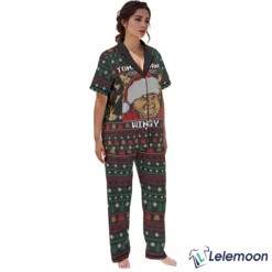 Ho Ho Holy Schnikes Chris Farley Button Down Pajamas Set $49.95