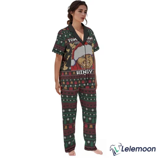 Ho Ho Holy Schnikes Chris Farley Button Down Pajamas Set $49.95