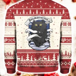 Icelandic Xmas Yule Cat Jolakotturinn Xmas Eve Ugly Christmas Sweater $41.95