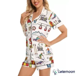 Skiing Theme Satin Pajama Set