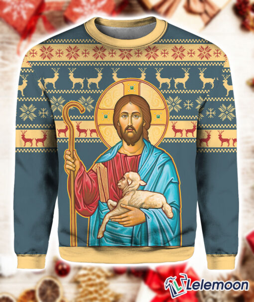 The Good Shepherd Artwork Christmas Sweater $41.95