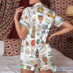Travel Planner Satin Pajama Set $48.95