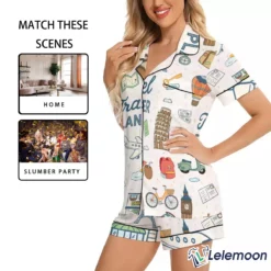 Travel Planner Satin Pajama Set