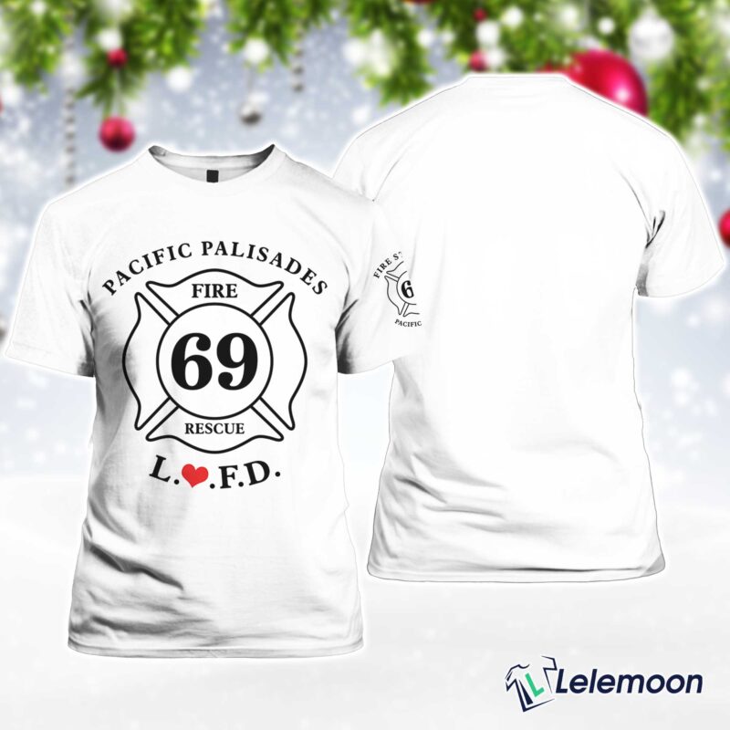 White Mens Retro LAFD Fire Station 69 Pacific Palisades Print T-Shirt White Mens Retro LAFD Fire Station 69 Pacific Palisades Print T-Shirt $30.95