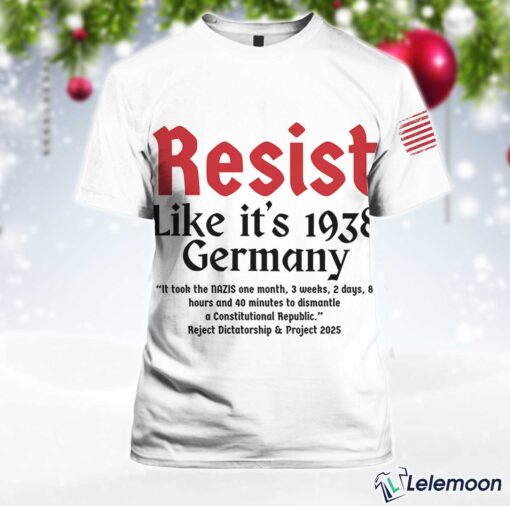Resist Like It's 1938 Germany Reject Dictatorship And Project 2025 Shirt $30.95
