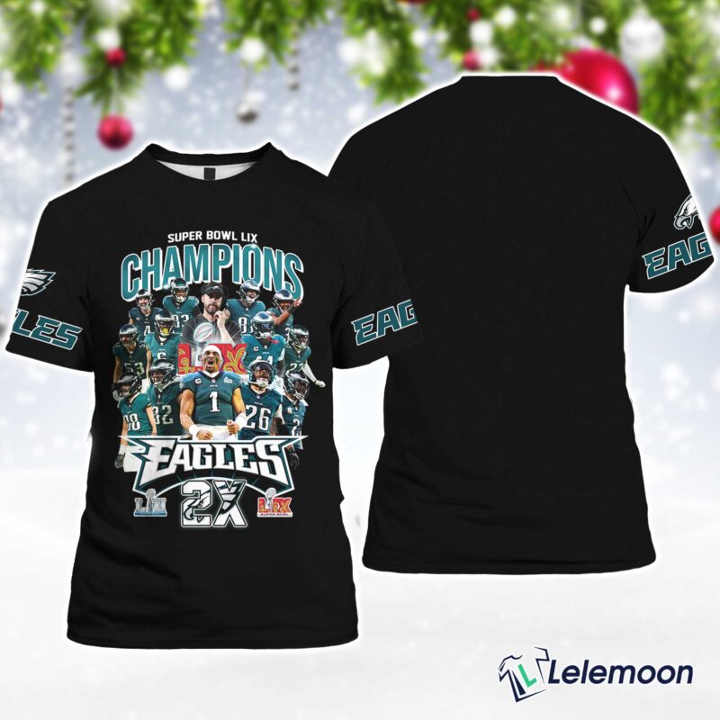 Black Super Bowl LIX Champions Eagle 3D Shirt Black Super Bowl LIX Champions Eagle 3D Shirt $30.95
