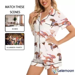 Martini Dachshund Dogs Satin Pajama Set