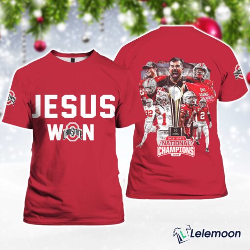Ohi Stat Football Jesus Won 2024 National Champions Shirt $30.95