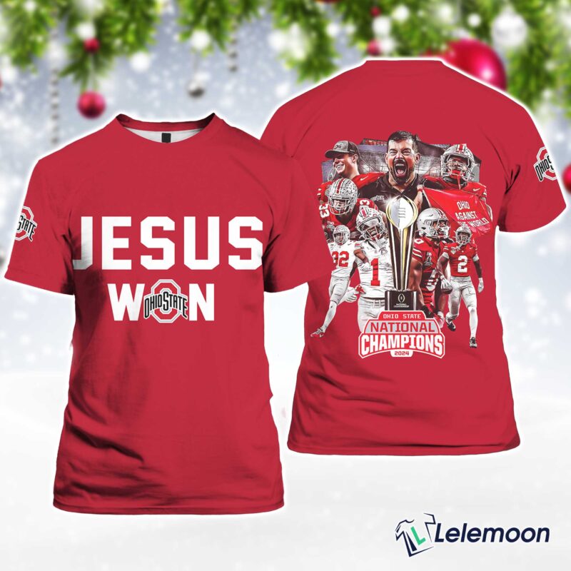 Ohi Stat Football Jesus Won 2024 National Champions Shirt Ohi Stat Football Jesus Won 2024 National Champions Shirt $30.95