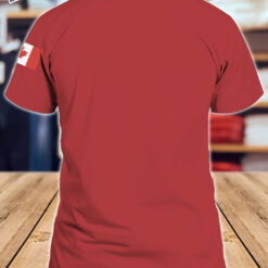 Red Retro Canada Elbows Up Print V-neck T-Shirt $30.95