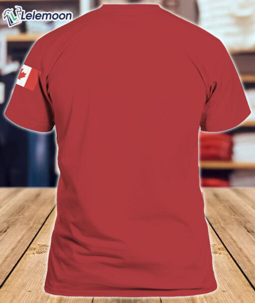 Red Retro Canada Elbows Up Print V-neck T-Shirt $30.95