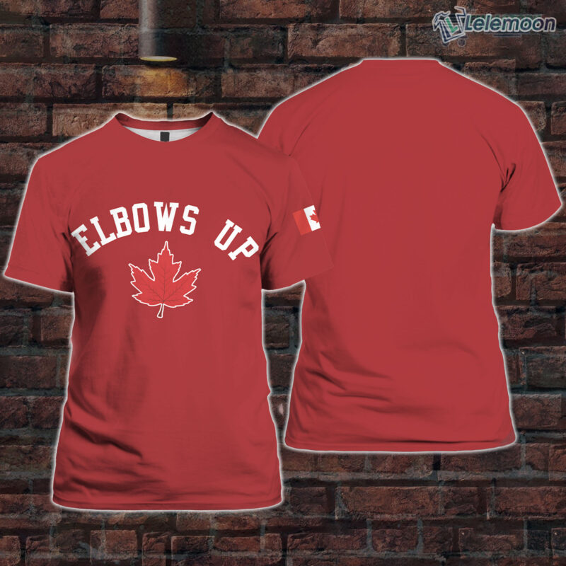 Red Retro Canada Elbows Up Print V-neck T-Shirt Red Retro Canada Elbows Up Print V-neck T-Shirt $30.95