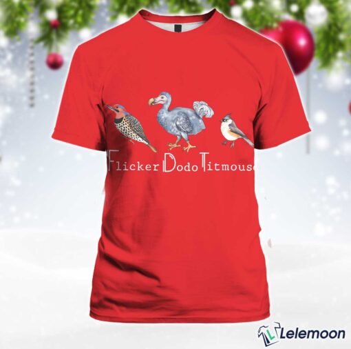 RED Women's Animal FDT Flicker Dodo Titmouse Print T-Shirt $30.95