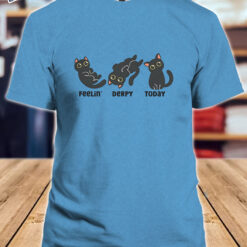 NAVY BLUE Women's Black Cat Feelin Derpy Today Print T-Shirt