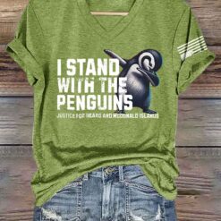 Retro I Stand With The Penguins Justice For Heard Island and McDonald Islands Print T-Shirt Retro I Stand With The Penguins Justice For Heard Island and McDonald Islands Print T-Shirt $30.95