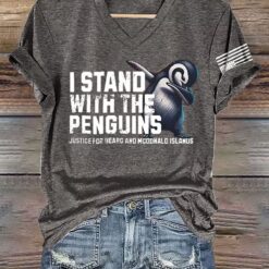 Retro I Stand With The Penguins Justice For Heard Island and McDonald Islands Print T-Shirt Retro I Stand With The Penguins Justice For Heard Island and McDonald Islands Print T-Shirt $30.95