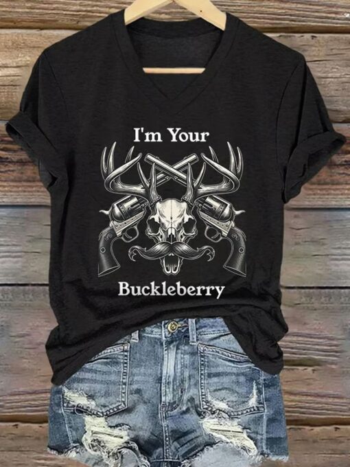 Retro I'm Your Huckleberry Print T-Shirt $19.95