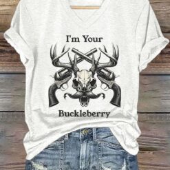 Retro I'm Your Huckleberry Print T-Shirt $19.95