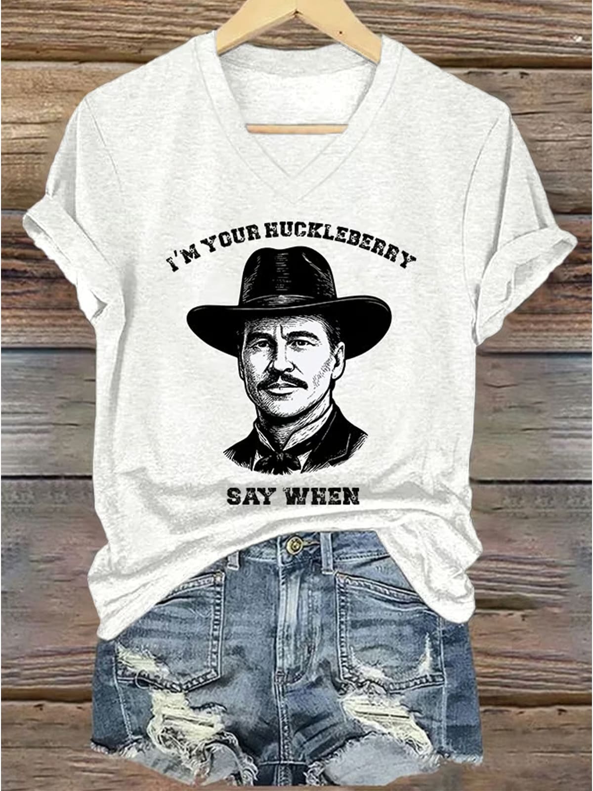 Retro I'm Your Huckleberry Say When Print T-Shirt Retro I'm Your Huckleberry Say When Print T-Shirt $19.95