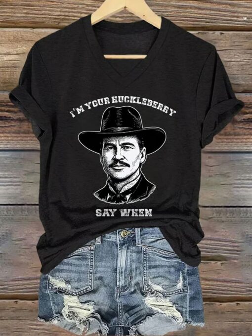 Retro I'm Your Huckleberry Say When Print T-Shirt $19.95