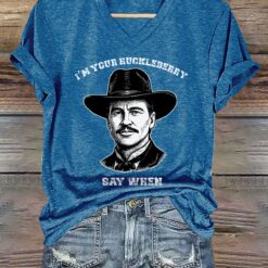 Retro I'm Your Huckleberry Say When Print T-Shirt $19.95
