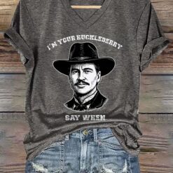 Retro I'm Your Huckleberry Say When Print T-Shirt $19.95