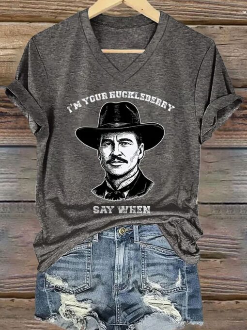 Retro I'm Your Huckleberry Say When Print T-Shirt $19.95